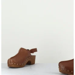 Outlet BOSABO Sabots à bride cuir & rivets bronze - 288 VEGETAL ANTICO CAMEL