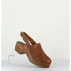 Outlet BOSABO Sabots à bride cuir & rivets bronze - 288 VEGETAL ANTICO CAMEL