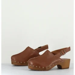 Outlet BOSABO Sabots à bride cuir & rivets bronze - 288 VEGETAL ANTICO CAMEL