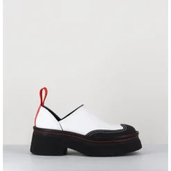 Hot E8 BY MIISTA Sabots chunky cuir & orange - MERCEDES WHITE MULES BLANC