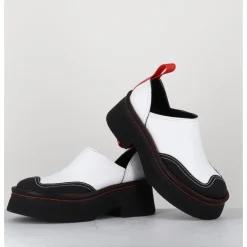 Hot E8 BY MIISTA Sabots chunky cuir & orange - MERCEDES WHITE MULES BLANC