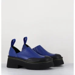 Online E8 BY MIISTA Sabots chunky cuir grainé électrique - MERCEDES BLUE MULES BLEU