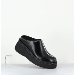 Discount E8 BY MIISTA Sabots compensés en cuir - MEGO BLACK MULES NOIR
