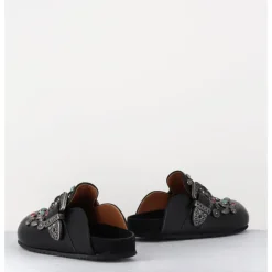 Discount JO GHOST Sabots plats en cuir ornées de pierres - 3602MOD NERO NOIR
