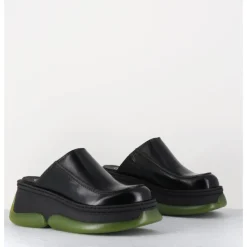 Outlet E8 BY MIISTA Sabots 90s compensées cuir & bubble rubber jaune - BRIETTA BLACK MULE NOIR