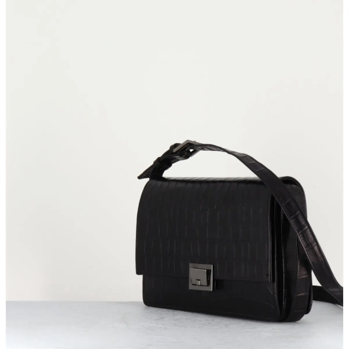 Best GARRICE LAB Sac en cuir imprimé croco - M93 COCCO NERO NOIR