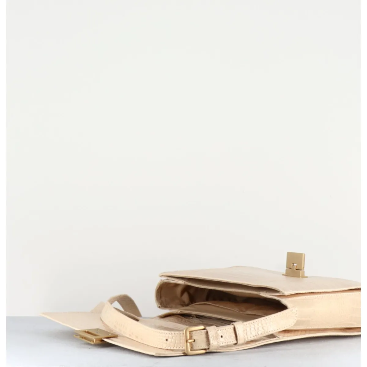 Clearance GARRICE LAB Sac en cuir imprimé croco crème - M93 COCCO ROSA