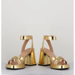 Outlet GARRICE LAB Sandales à plateforme cuir métallisé doré - SUNNY LAMINATO ORO DORE