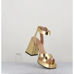 Outlet GARRICE LAB Sandales à plateforme cuir métallisé doré - SUNNY LAMINATO ORO DORE