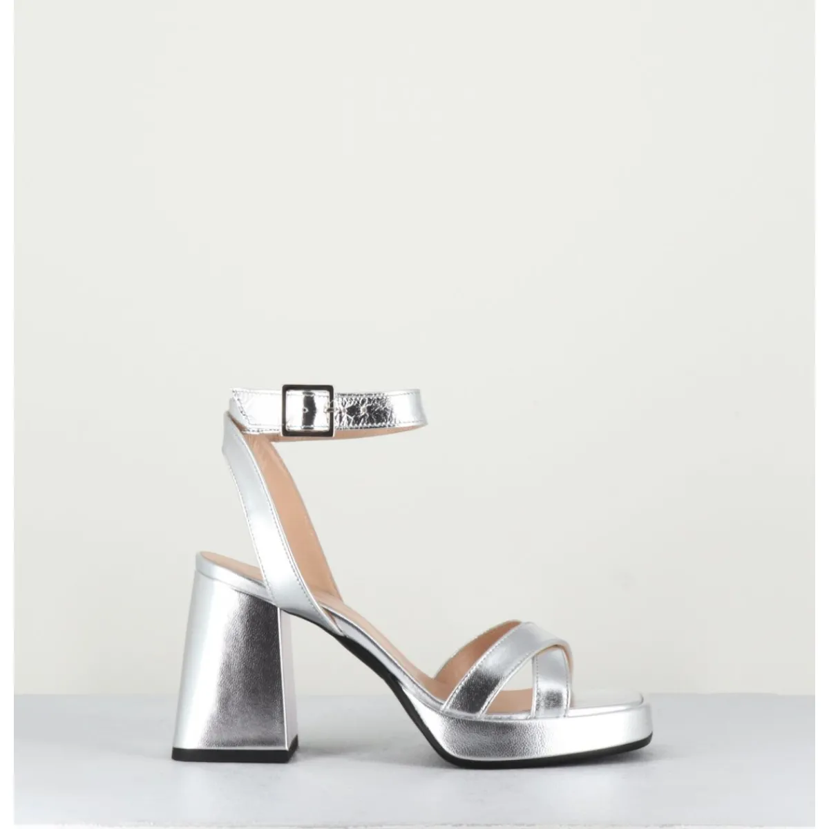 Online GARRICE LAB Sandales à plateforme cuir métallisé - SUNNY LAMINATO SILVER ARGENT