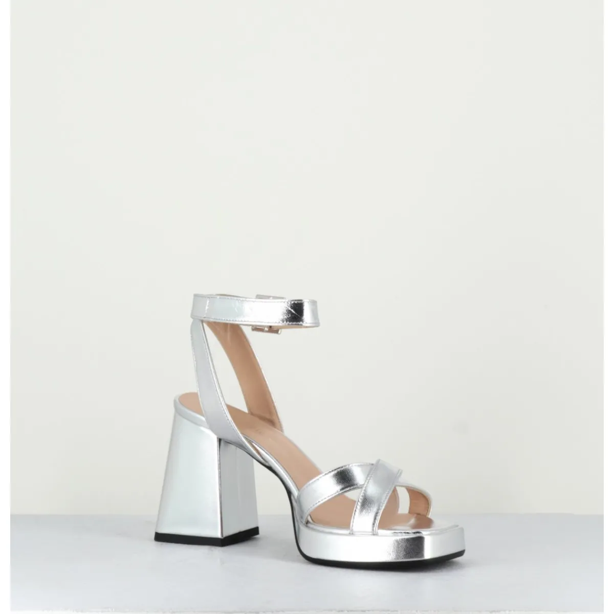 Online GARRICE LAB Sandales à plateforme cuir métallisé - SUNNY LAMINATO SILVER ARGENT