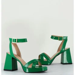 New GARRICE LAB Sandales à plateforme cuir vernis noir - SUNNY VERNICE VERDE VERT