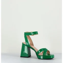 New GARRICE LAB Sandales à plateforme cuir vernis noir - SUNNY VERNICE VERDE VERT