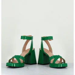 New GARRICE LAB Sandales à plateforme cuir vernis noir - SUNNY VERNICE VERDE VERT