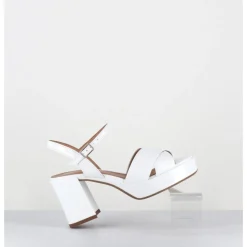 New GARRICE LAB Sandales à plateforme en cuir vernis - FEDA24 VERNICE BIANCO BLANC