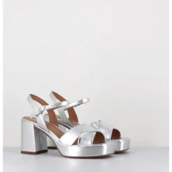 Hot GARRICE LAB Sandales à plateforme en cuir métallisé - FEDA24 WASH O ARGENT