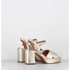 New GARRICE LAB Sandales à plateforme en cuir métallisé doré - FEDA24 WASH PLATINO DORE