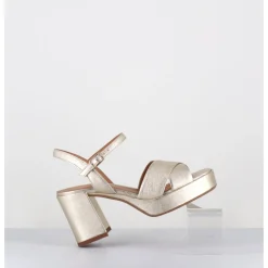 New GARRICE LAB Sandales à plateforme en cuir métallisé doré - FEDA24 WASH PLATINO DORE
