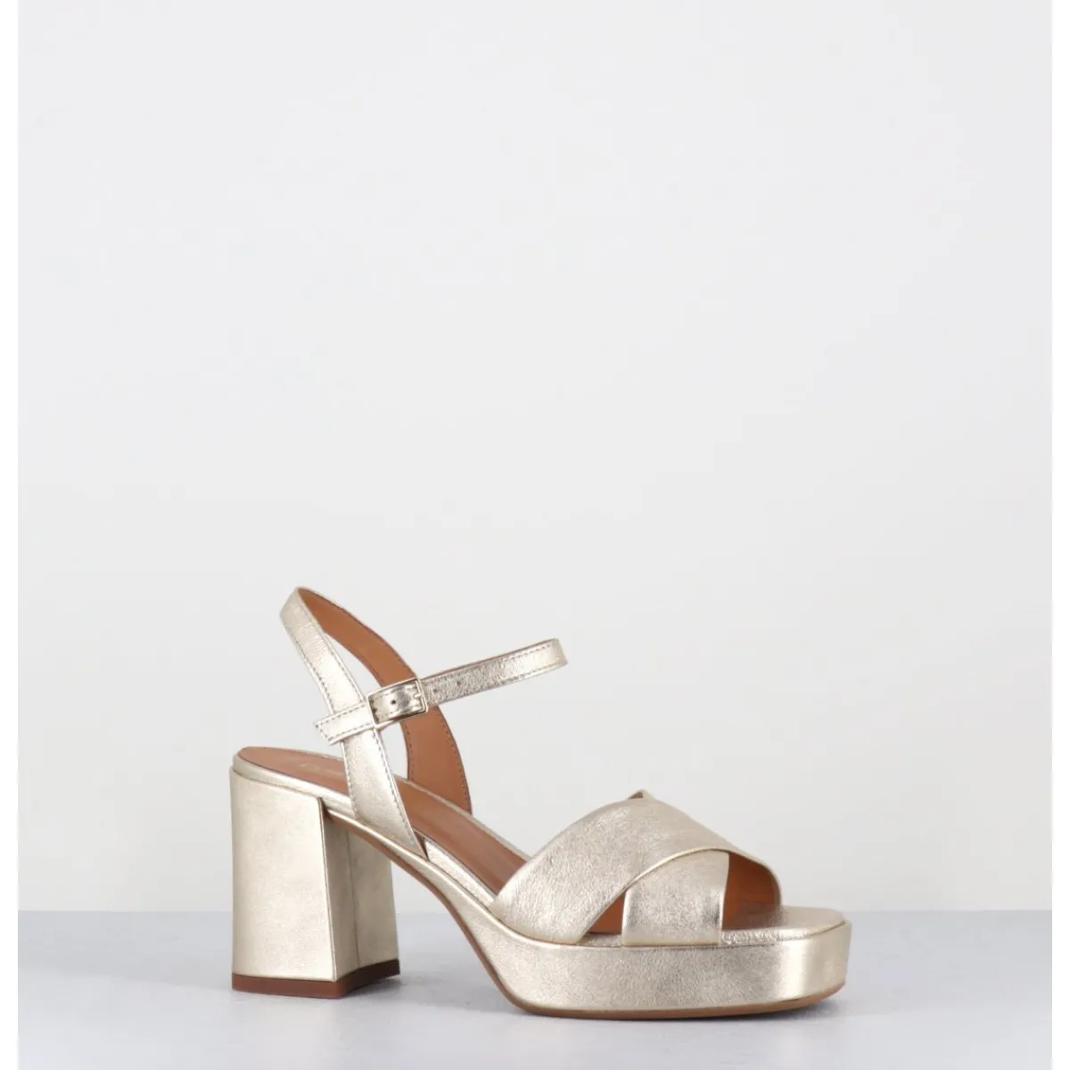 New GARRICE LAB Sandales à plateforme en cuir métallisé doré - FEDA24 WASH PLATINO DORE