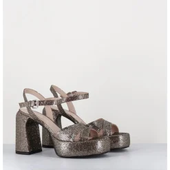 New ELENA IACHI Sandales à plateforme imprimé disco - E3356 LEXY ORO BRONZE