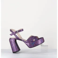 Sale ELENA IACHI Sandales à plateforme imprimé disco - E3356 LEXY PURPLE VIOLET