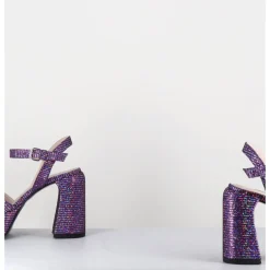 Sale ELENA IACHI Sandales à plateforme imprimé disco - E3356 LEXY PURPLE VIOLET