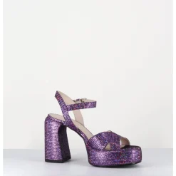 Sale ELENA IACHI Sandales à plateforme imprimé disco - E3356 LEXY PURPLE VIOLET