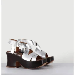 Hot LA BOTTEGA DI LISA Sandales à plateforme japonisante en cuir - 5355 LIGHT O ARGENT