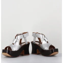 Hot LA BOTTEGA DI LISA Sandales à plateforme japonisante en cuir - 5355 LIGHT O ARGENT