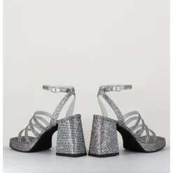 Online GARRICE LAB Sandales à plateforme multi-brides disco print - SUN LUNA ARGENTO ANTHRACITE