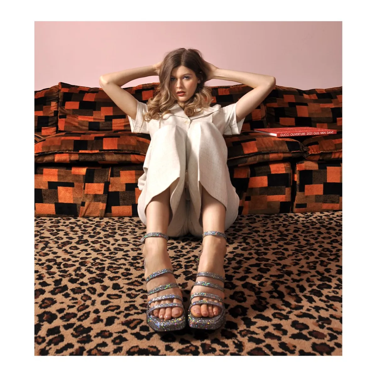 Online GARRICE LAB Sandales à plateforme multi-brides disco print - SUN LUNA ARGENTO ANTHRACITE