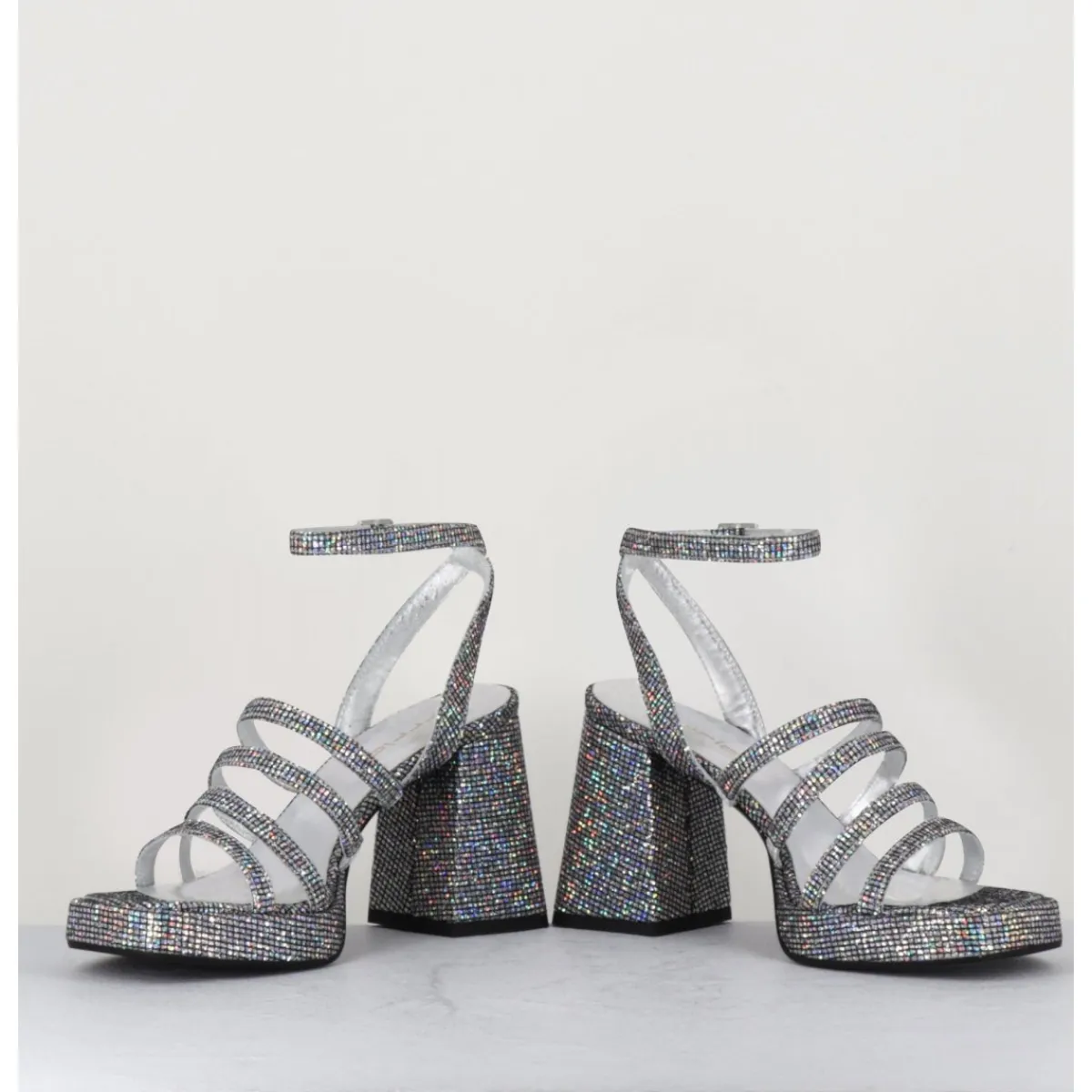 Online GARRICE LAB Sandales à plateforme multi-brides disco print - SUN LUNA ARGENTO ANTHRACITE