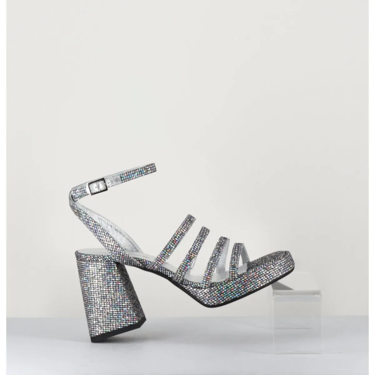 Online GARRICE LAB Sandales à plateforme multi-brides disco print - SUN LUNA ARGENTO ANTHRACITE