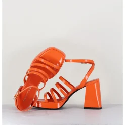 Outlet GARRICE LAB Sandales à plateforme multi-brides vernis - SUN VERNICE ARANCIO ORANGE