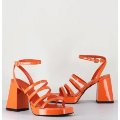 Outlet GARRICE LAB Sandales à plateforme multi-brides vernis - SUN VERNICE ARANCIO ORANGE