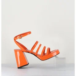 Outlet GARRICE LAB Sandales à plateforme multi-brides vernis - SUN VERNICE ARANCIO ORANGE