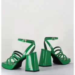 GARRICE LAB Sandales à plateforme multi-brides vernis - SUN VERNICE VERDE VERT