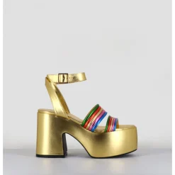 Hot GARRICE LAB Sandales à plateforme 70s en cuir métallisé multico - MAR LAMINATO RAINBOW