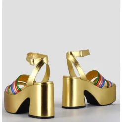Hot GARRICE LAB Sandales à plateforme 70s en cuir métallisé multico - MAR LAMINATO RAINBOW