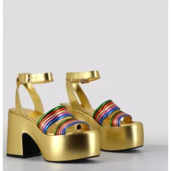 Hot GARRICE LAB Sandales à plateforme 70s en cuir métallisé multico - MAR LAMINATO RAINBOW
