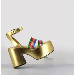 Hot GARRICE LAB Sandales à plateforme 70s en cuir métallisé multico - MAR LAMINATO RAINBOW