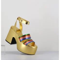 Hot GARRICE LAB Sandales à plateforme 70s en cuir métallisé multico - MAR LAMINATO RAINBOW
