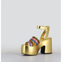 Hot GARRICE LAB Sandales à plateforme 70s en cuir métallisé multico - MAR LAMINATO RAINBOW