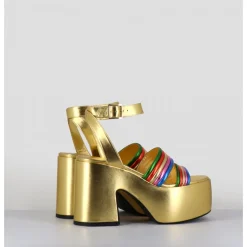 Hot GARRICE LAB Sandales à plateforme 70s en cuir métallisé multico - MAR LAMINATO RAINBOW