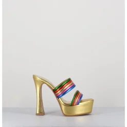 Online GARRICE LAB Sandales à talon haut & plateforme en cuir métallisé doré - DORA LAMINATO RAINBOW