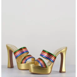 Online GARRICE LAB Sandales à talon haut & plateforme en cuir métallisé doré - DORA LAMINATO RAINBOW