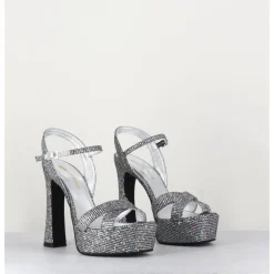 Hot GARRICE LAB Sandales à talon haut cuir disco print - MIRA O ARGENT