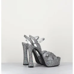 Hot GARRICE LAB Sandales à talon haut cuir disco print - MIRA O ARGENT