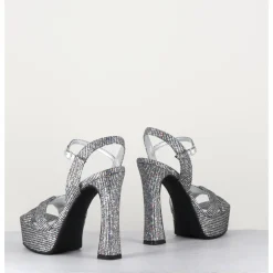 Hot GARRICE LAB Sandales à talon haut cuir disco print - MIRA O ARGENT