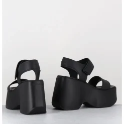 Discount VIC MATIE Sandales compensées en cuir & gomme s - 1E1166D RUBBY BLACK NOIR